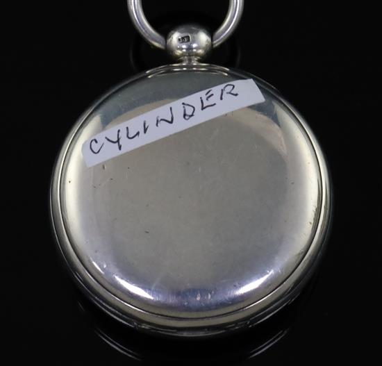 A Victorian silver keywind cylinder pocket watch by James Haughton, London,